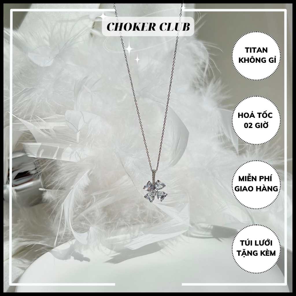 Dây chuyền mặt đá cỏ bốn lá N154 Choker Club