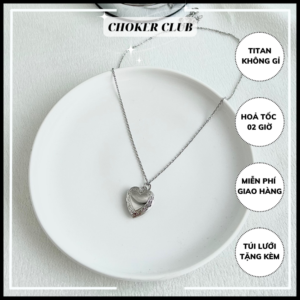 Dây chuyền trái tim mở nắp Heart Locket N03 Choker Club