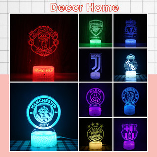 Đèn ngủ để bàn, đèn led trang trí 3d, đèn decor phòng ngủ 16 màu clb bóng đá mu, liverpool, chelsea, psg, mc, arsenal