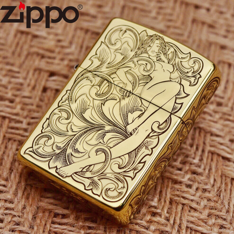 Mô Hình Bật L ửa Zịppo ZP254B - Hột quẹt Zịppo cô gái hoa văn