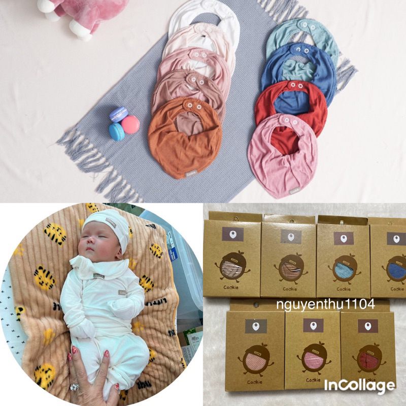 Yếm cho bé sơ sinh 0-6 tháng- Cookie (8 màu)