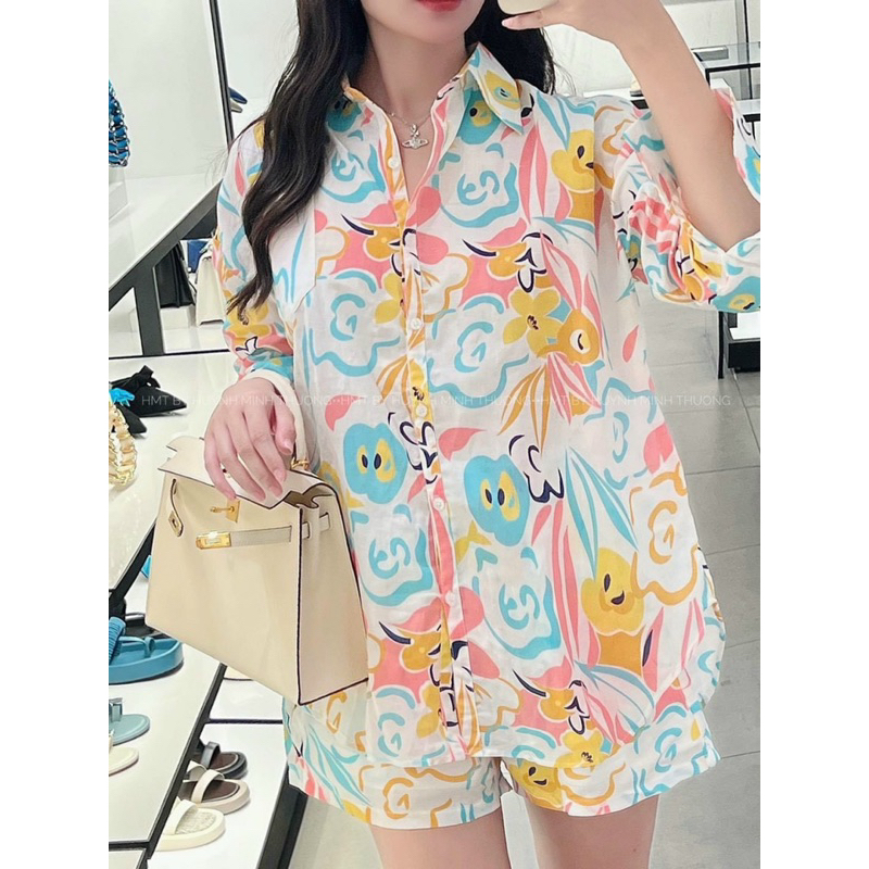 Sét đùi áo thun form dấu quần in dễ thương - Free size dưới 55kg