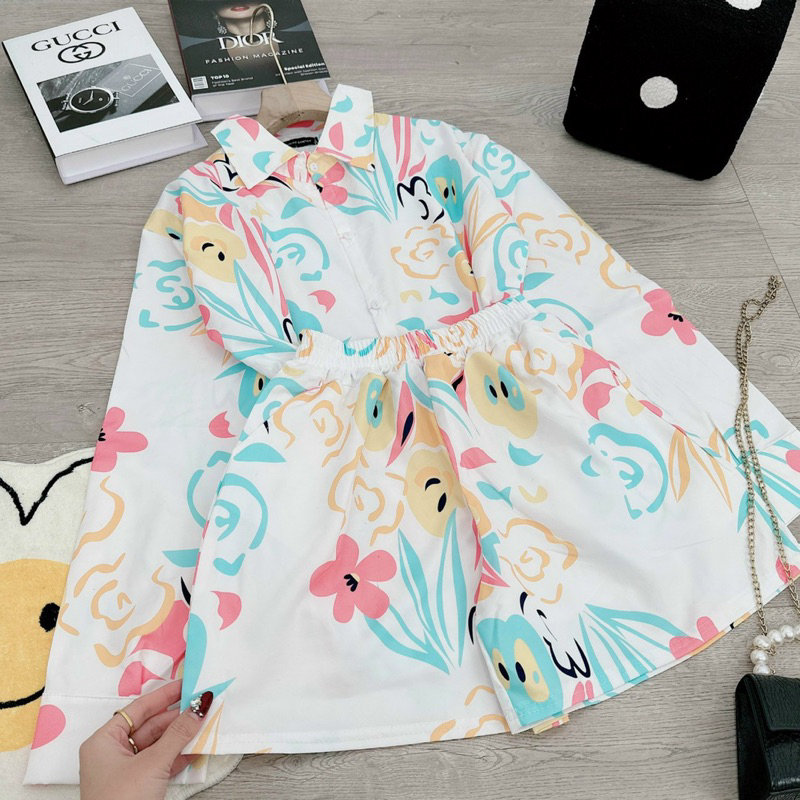 Sét đùi áo thun form dấu quần in dễ thương - Free size dưới 55kg