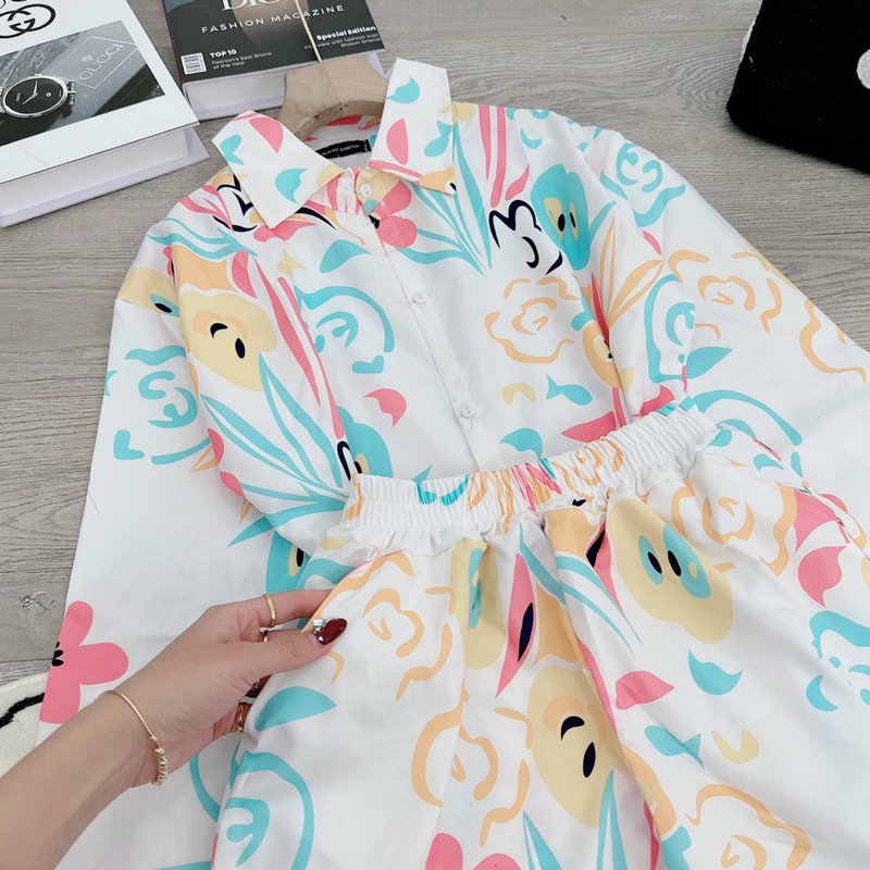 Sét đùi áo thun form dấu quần in dễ thương - Free size dưới 55kg