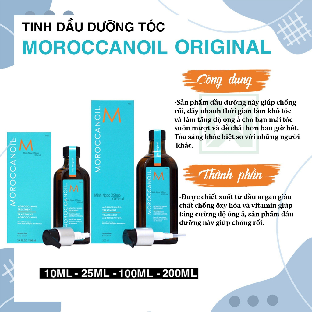 Tinh dầu dưỡng tóc Moroccanoil Treatment Original 10ML - 15ML - 25ML - 50ML - 100ML - 200ML
