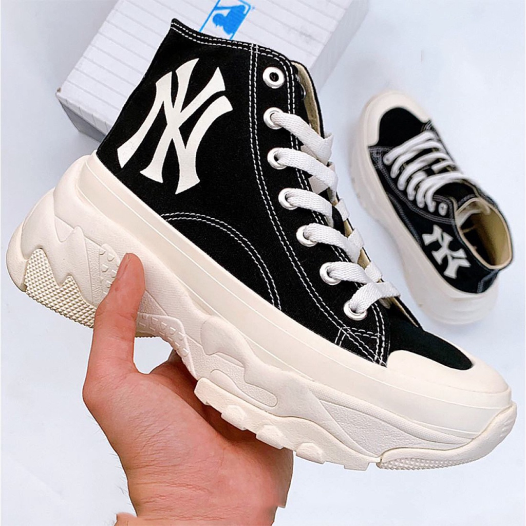 Giày thể thao mlb chunky high vải đen độn đế 6cm tôn dáng đủ size nam nữ hót nhât 2023 fullboxbill