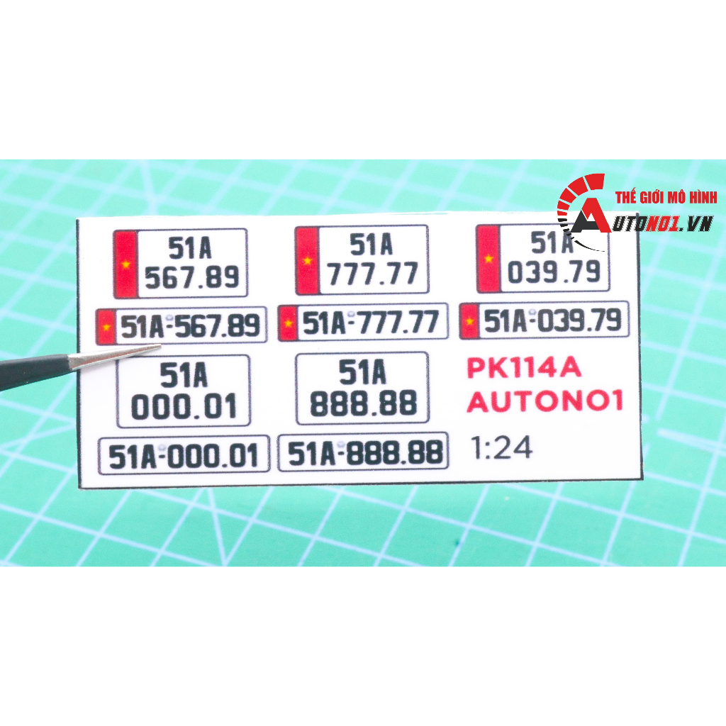 Phụ kiện 5 bs biể.n s.ố xe mô hình tỉ lệ 1:24 ép plastic Autono1 SG HCM PK114
