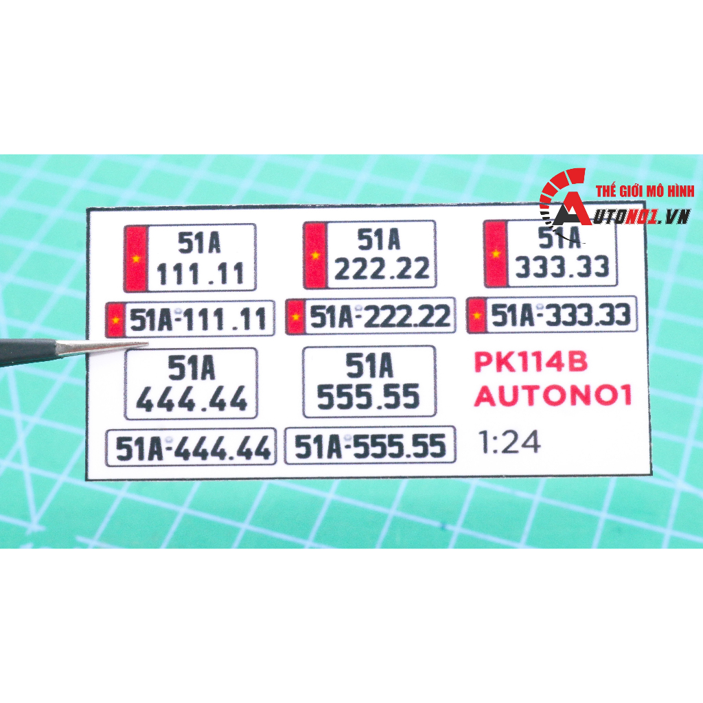 Phụ kiện 5 bs biể.n s.ố xe mô hình tỉ lệ 1:24 ép plastic Autono1 SG HCM PK114