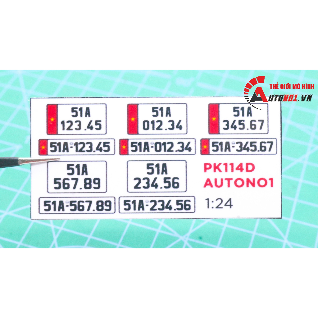 Phụ kiện 5 bs biể.n s.ố xe mô hình tỉ lệ 1:24 ép plastic Autono1 SG HCM PK114