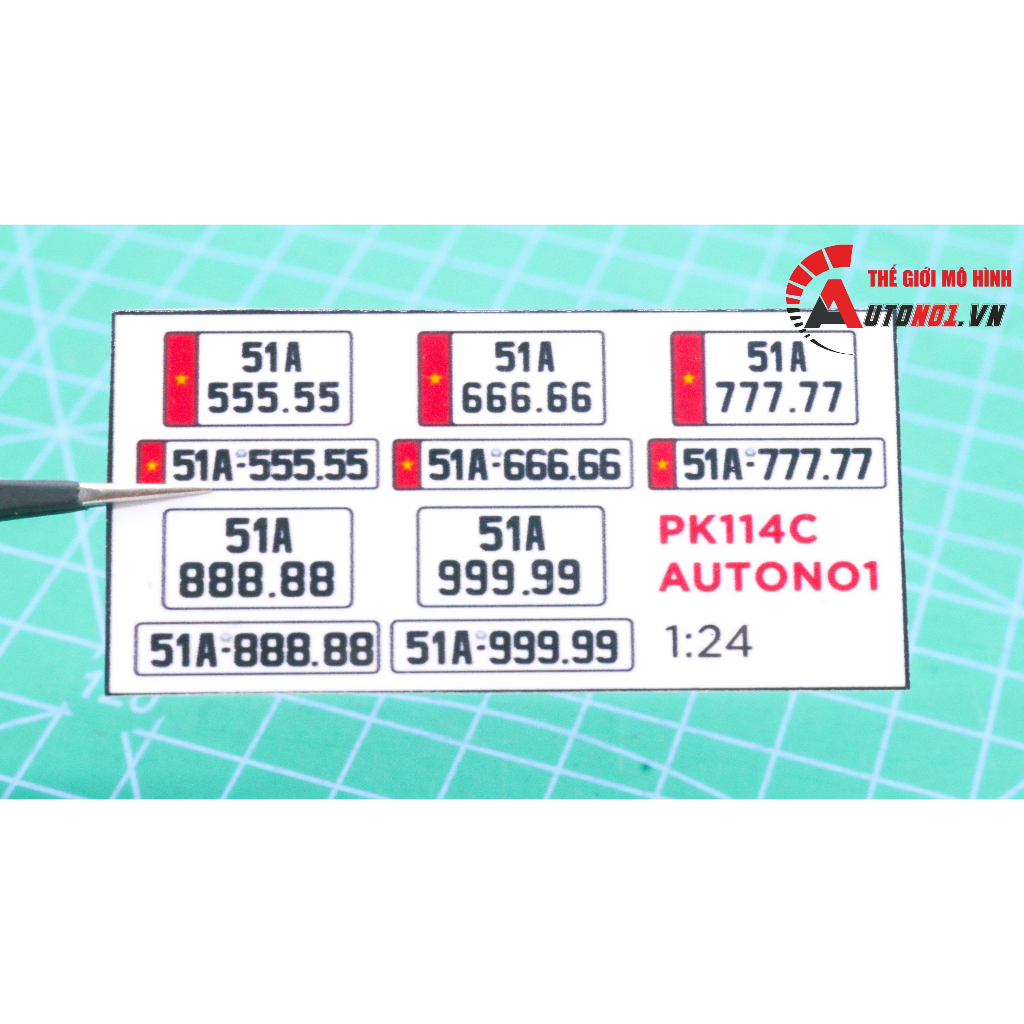 Phụ kiện 5 bs biể.n s.ố xe mô hình tỉ lệ 1:24 ép plastic Autono1 SG HCM PK114