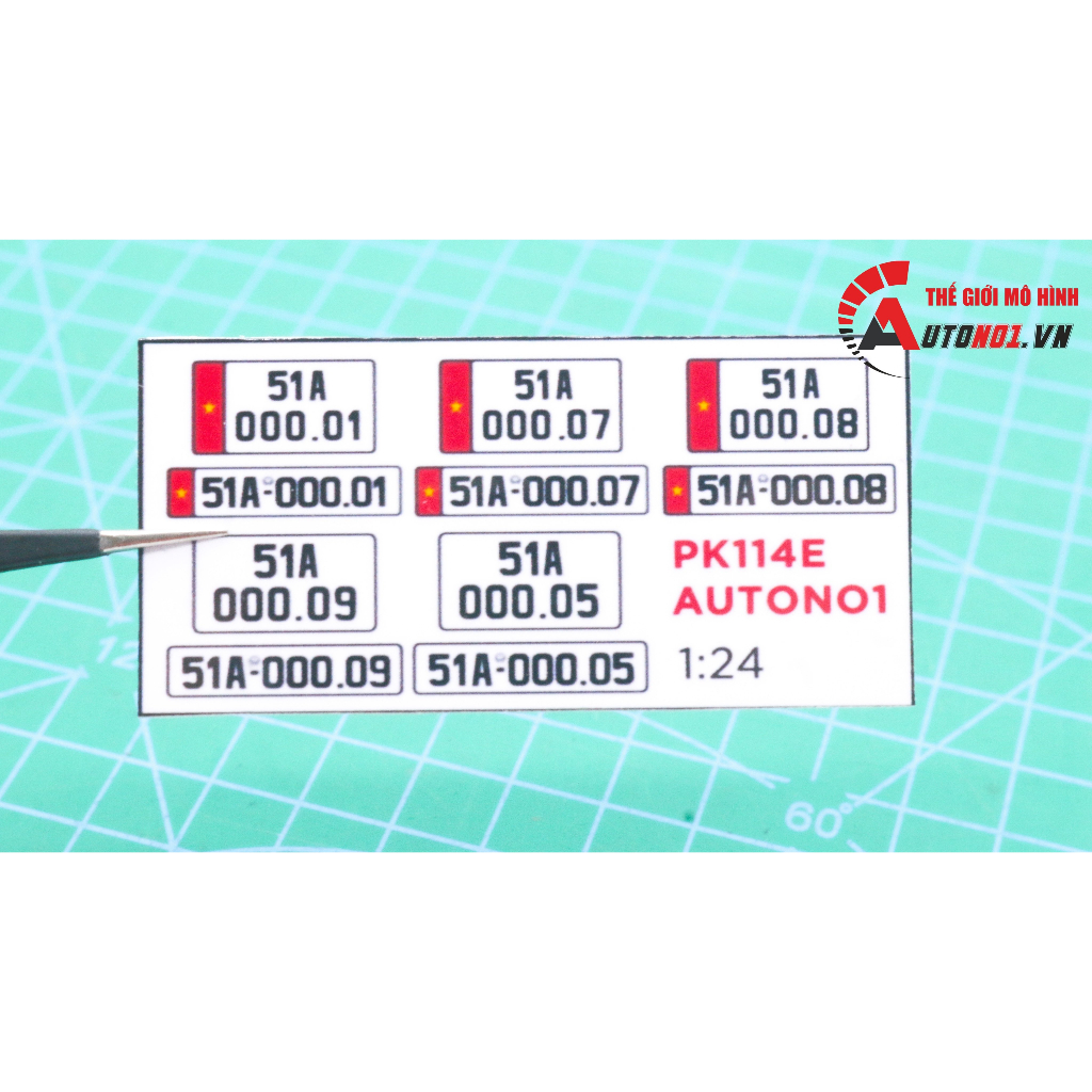 Phụ kiện 5 bs biể.n s.ố xe mô hình tỉ lệ 1:24 ép plastic Autono1 SG HCM PK114