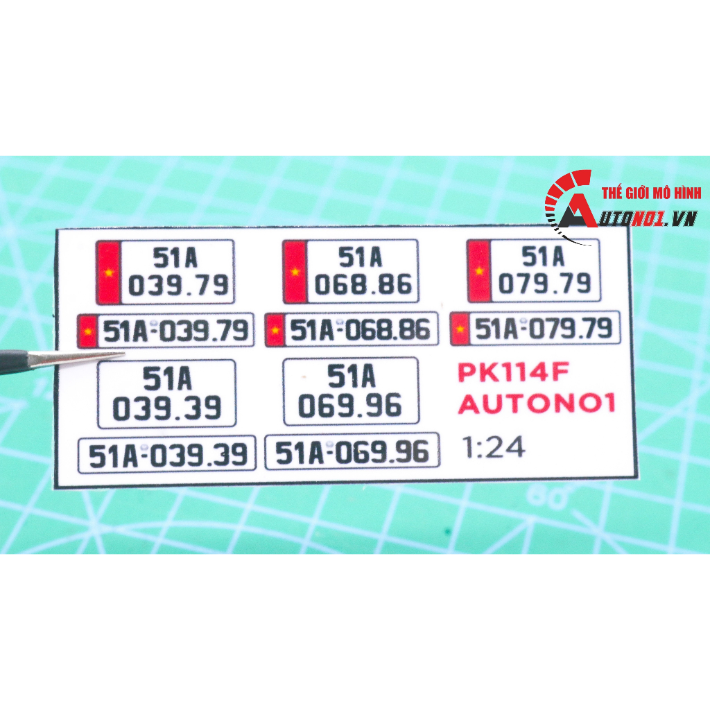 Phụ kiện 5 bs biể.n s.ố xe mô hình tỉ lệ 1:24 ép plastic Autono1 SG HCM PK114
