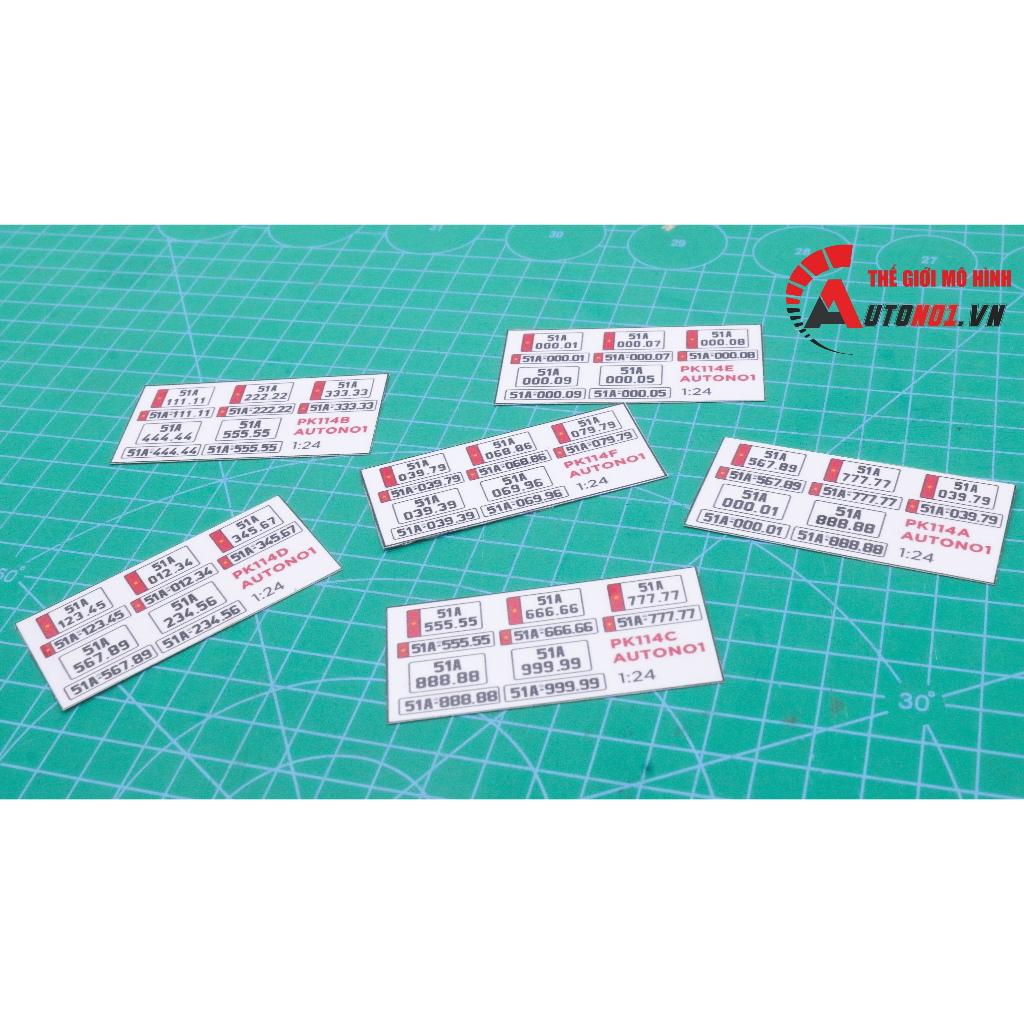Phụ kiện 5 bs biể.n s.ố xe mô hình tỉ lệ 1:24 ép plastic Autono1 SG HCM PK114