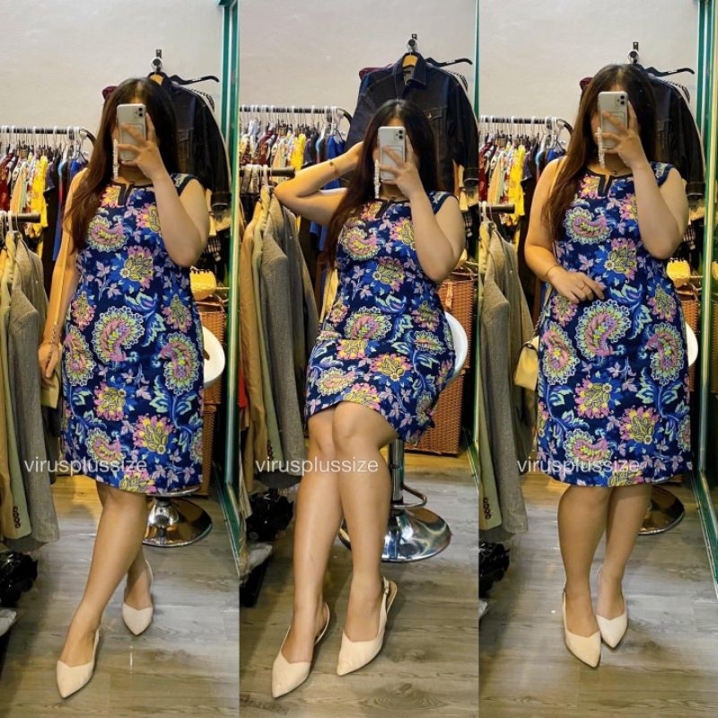 [virusplussize]Đầm taibots họa tiết bigsize