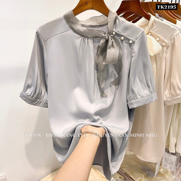Áo lụa thiết kế nơ sang chảnh TK2195