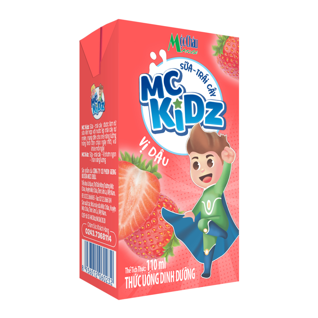 Hộp Sữa trái cây MC Kidz Vị Dâu 110ml