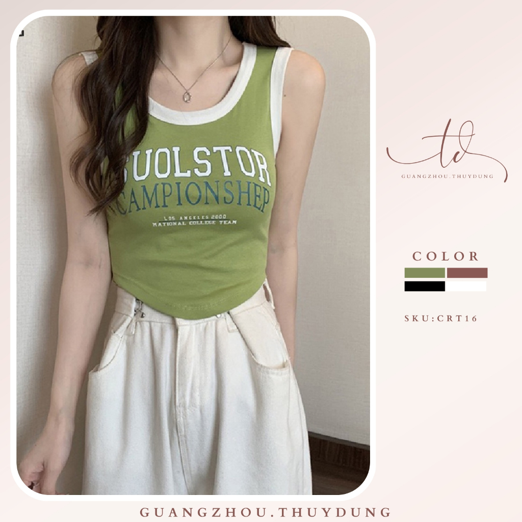 Áo croptop áo ba lỗ nữ vạt tròn áo ba lỗ croptop nữ dáng ngắn chất cotton đi tập gym yoga ôm body Gu