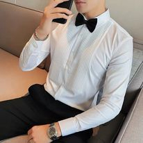 Áo Sơ Mi Nam Dài Tay Xếp Ly Kiểu Mới , Phong Cách Hàn Quốc Cao Cấp ,Vải Lụa Trơn Chống Nhắn Cao Cấp , Dáng Ôm Body