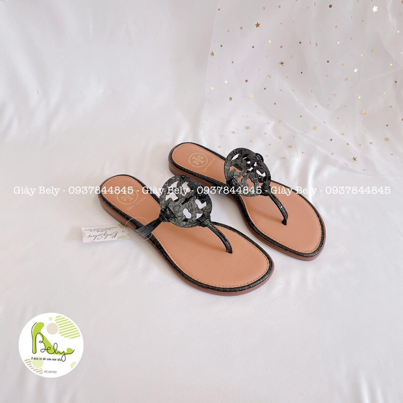 H6352 Bely. Shoes_Dép kẹp hãng TORYBURCH, dép quai kẹp da mềm, hàng QCCC