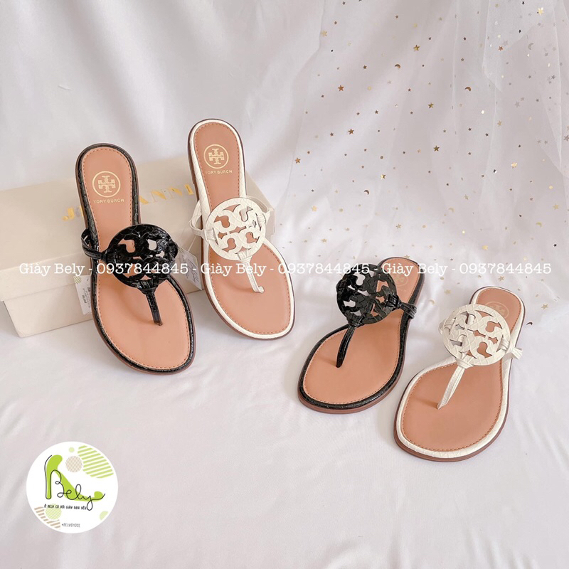 H6352 Bely. Shoes_Dép kẹp hãng TORYBURCH, dép quai kẹp da mềm, hàng QCCC