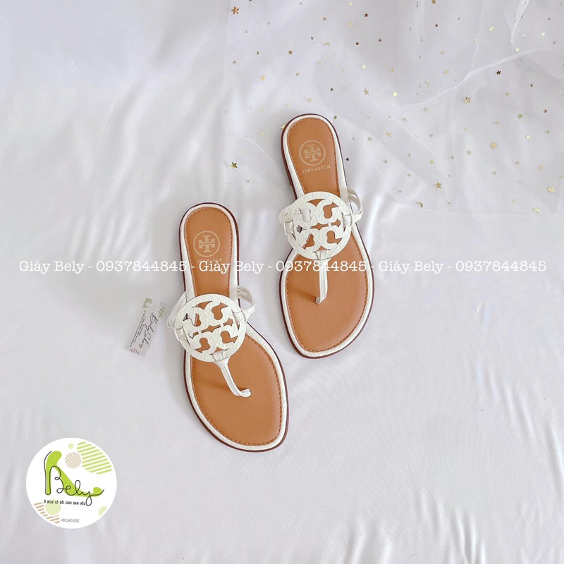 H6352 Bely. Shoes_Dép kẹp hãng TORYBURCH, dép quai kẹp da mềm, hàng QCCC