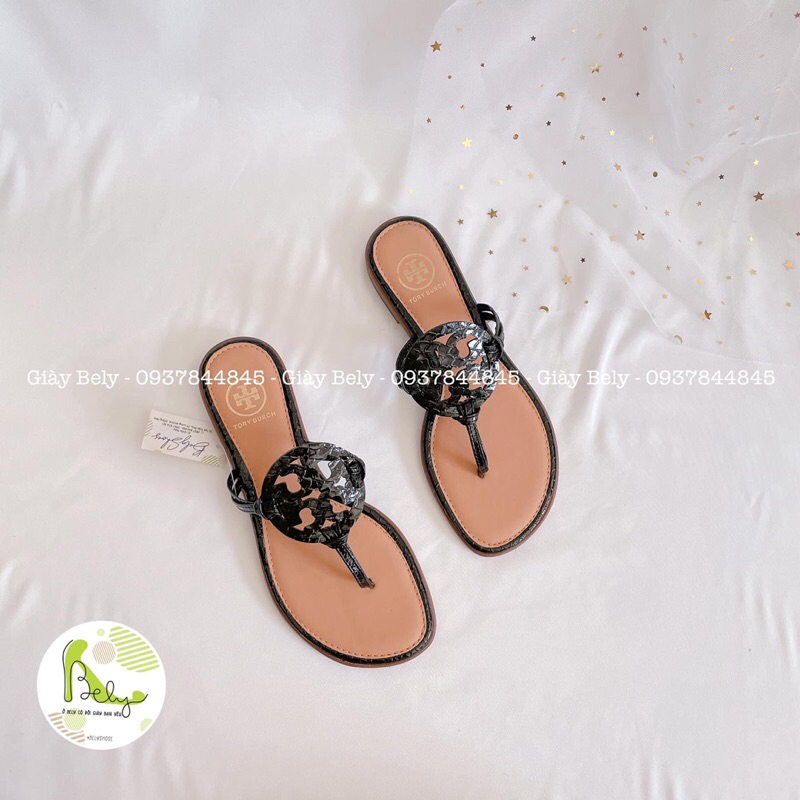 H6352 Bely. Shoes_Dép kẹp hãng TORYBURCH, dép quai kẹp da mềm, hàng QCCC
