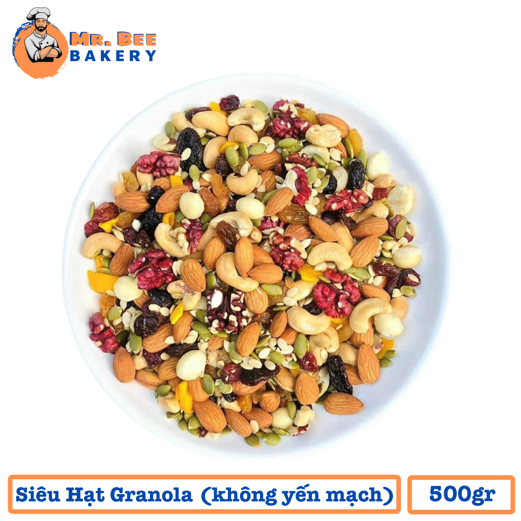 Siêu Hạt Granola Không Yến Mạch Ăn Vặt Ngon - Hộp 1kg
