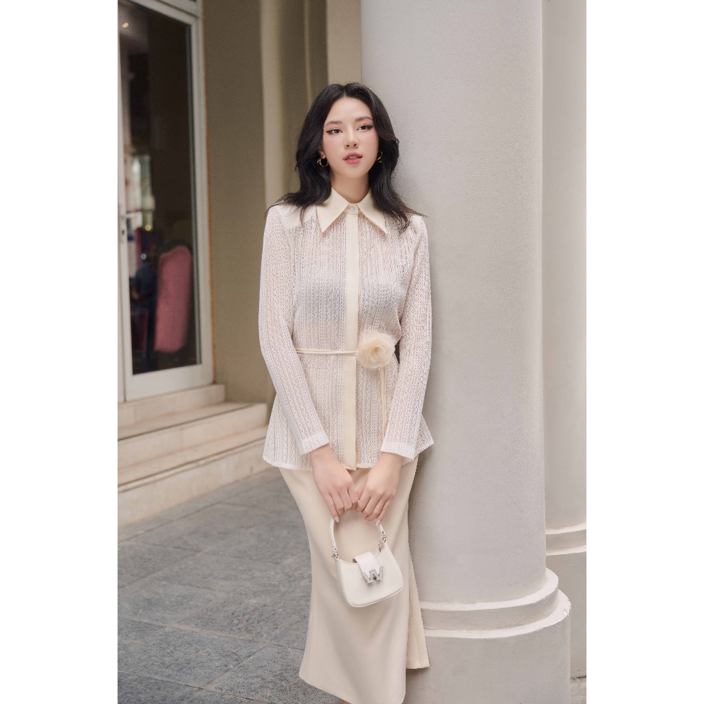 Chân váy  đuôi cá màu kem - Cv02