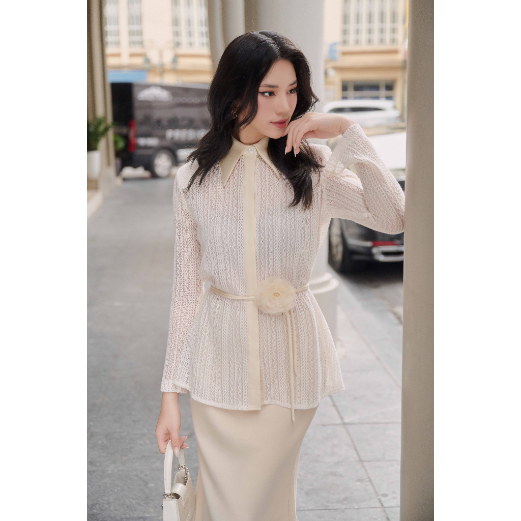 Chân váy  đuôi cá màu kem - Cv02