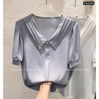 [EVIS.VN] Áo lụa công sở cổ xếp cách điệu TK2194