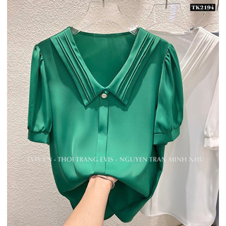 [EVIS.VN] Áo lụa công sở cổ xếp cách điệu TK2194