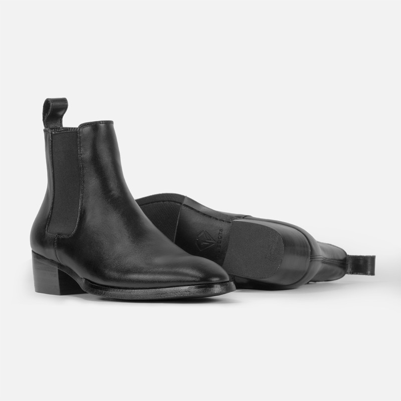 Chelsea boot G2 dáng high heel, Giày đế cao nam kiểu tây nam công sở trẻ trung độn đế tăng chiều cao bằng da bò nappa