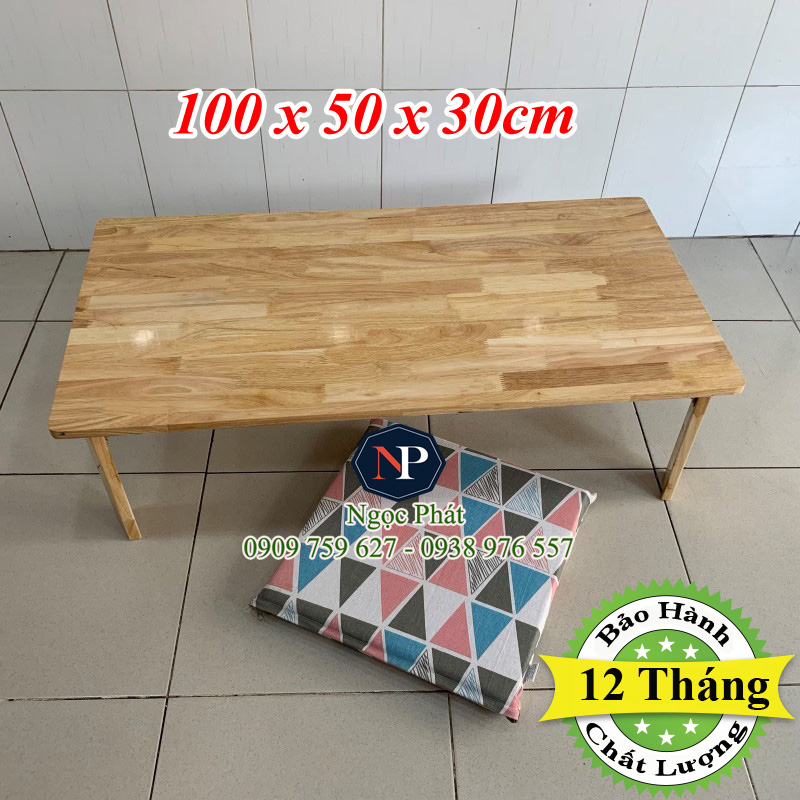 Bàn Ngồi Bệt Gỗ Cao Su 100x50x30cm - Bàn Học Sinh, Sinh Viên Gấp Gọn