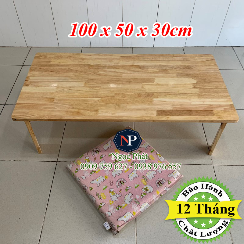 Bàn Ngồi Bệt Gỗ Cao Su 100x50x30cm - Bàn Học Sinh, Sinh Viên Gấp Gọn
