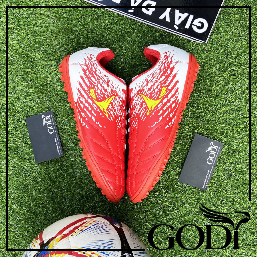 Giày đá bóng chân bè có size 44 size 45 - Giày bóng đá nam sân cỏ nhân tạo đẹp - Giày đá banh bigsize màu đỏ Godi Sport