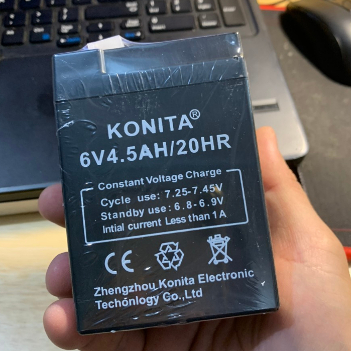 Ắc quy khô KONITA 6V 4.5A tiêu chuẩn dành cho xe điện đồ chơi trẻ em,mới nguyên seal 100%