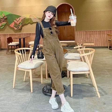 Quần Yếm Bò Màu Nâu Tây, Dáng Quần Baggy Lên Form Chuẩn Trẻ Trung Năng Động - Tổng Kho Quần Áo VP8881