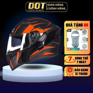 Mũ bảo hiểm fullface lật hàm GXT size 57 59cm xốp cực dày 2 kính khóa kim