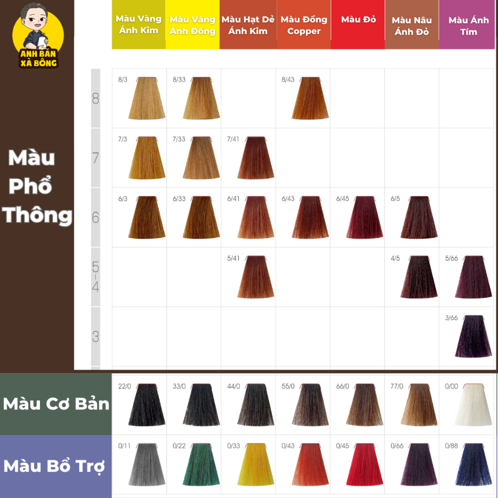 Màu nhuộm cơ bản cho Salon tóc MOCHEQI 100ml - Bảng màu 2022