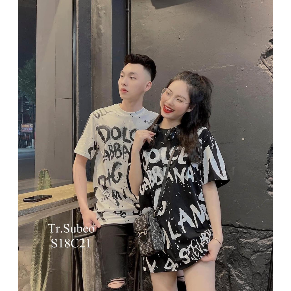 Áo Thun DOLCE, Áo Phông tay lỡ in toàn thân form rộng unisex nam nũ
