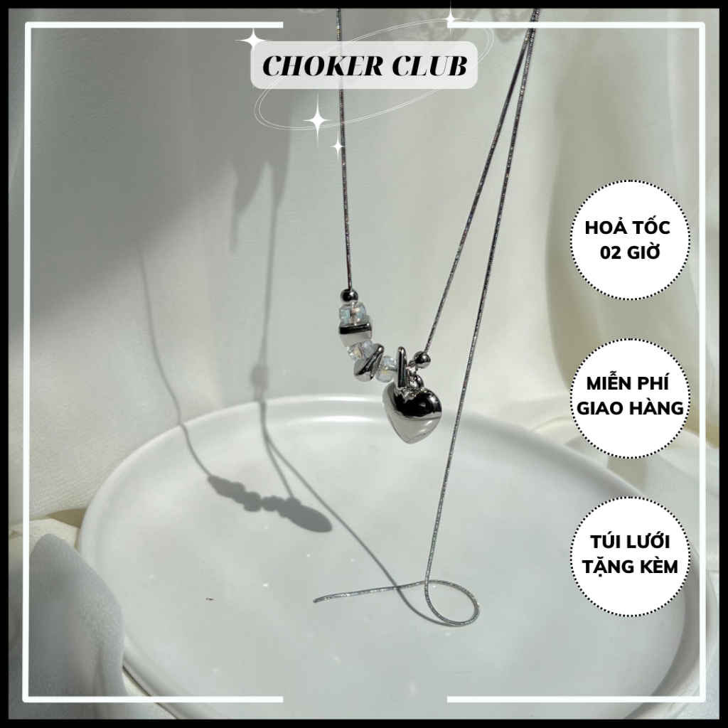 Dây chuyền mặt đá và trái tim N190 Choker Club