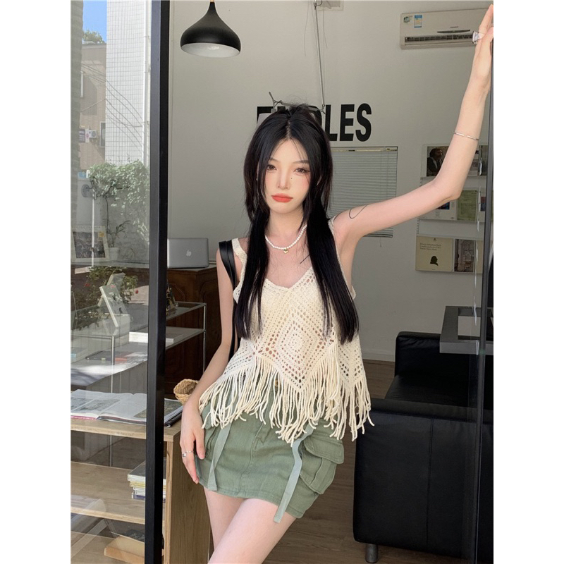 ÁO LƯỚI DÂY DÁNG NGẮN MÙA HÈ