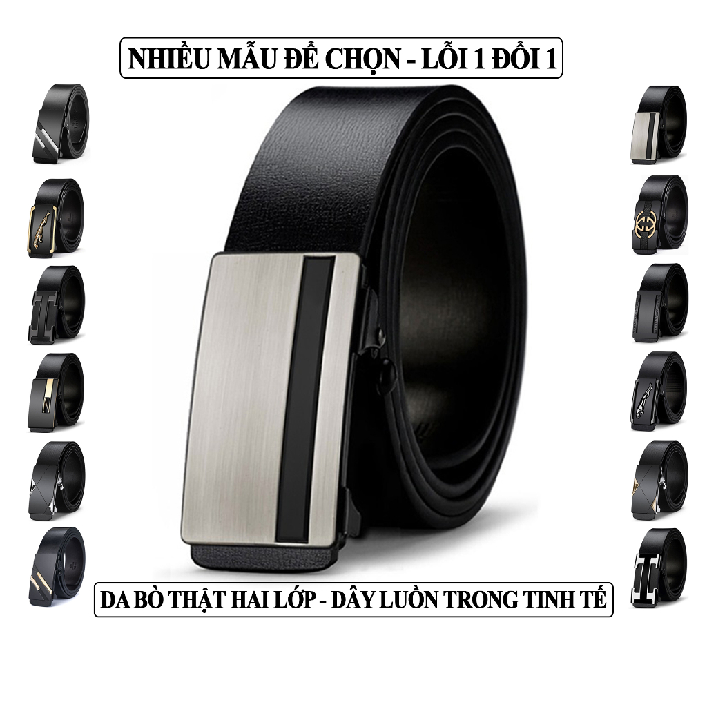 Thắt Lưng Nam Da Bò Thật Hai Lớp VICENZO Cao Cấp Khóa Hợp Kim Đúc Chống Rỉ, Dây Nịt Thắt Lưng Nam Da Bò