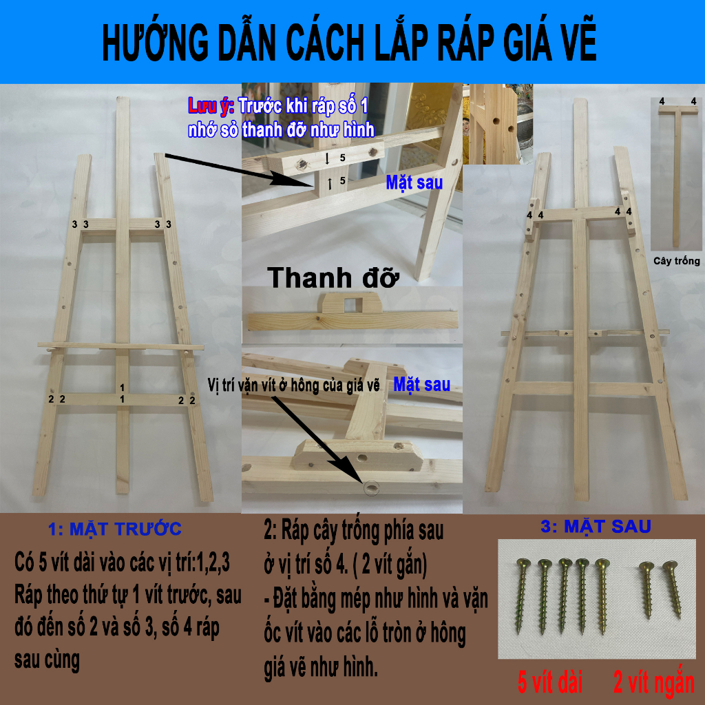 Giá Vẽ Tranh Khung Gỗ , Kích Thước 60x130 cm ,