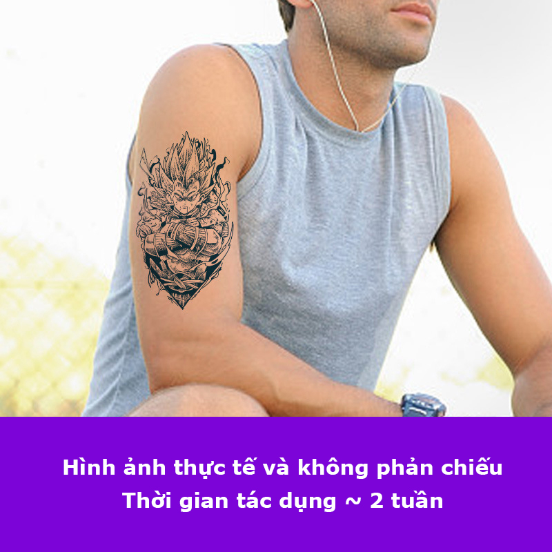 Hình xăm tạm thời HC-003, hình xăm dán 15 ngày thảo dược dragon ball cực chất