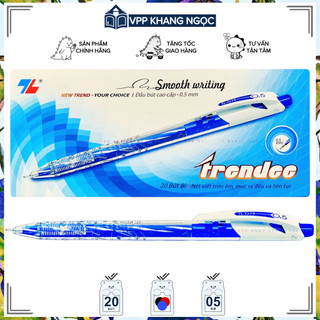 Hộp 20 bút bi ngòi 0.5mm trendee tl 079 mực xanh, đỏ, đen