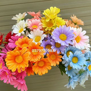 Hoa lụa - Cụm hoa cúc 9 bông 25cm