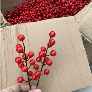 Cành quả cherry, cành đào đông nhánh Nhỏ trang trí Tết 2024