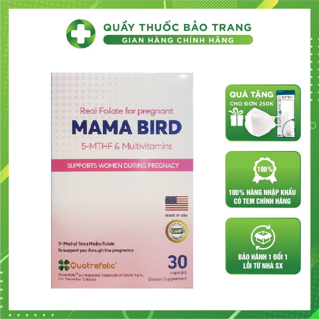 Mama Bird 5MTHF - Tăng thụ thai, chống dị tật thai nhi và giảm nguy cơ sảy thai