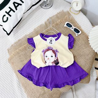 Set bộ cotton mềm mát cho bé gái